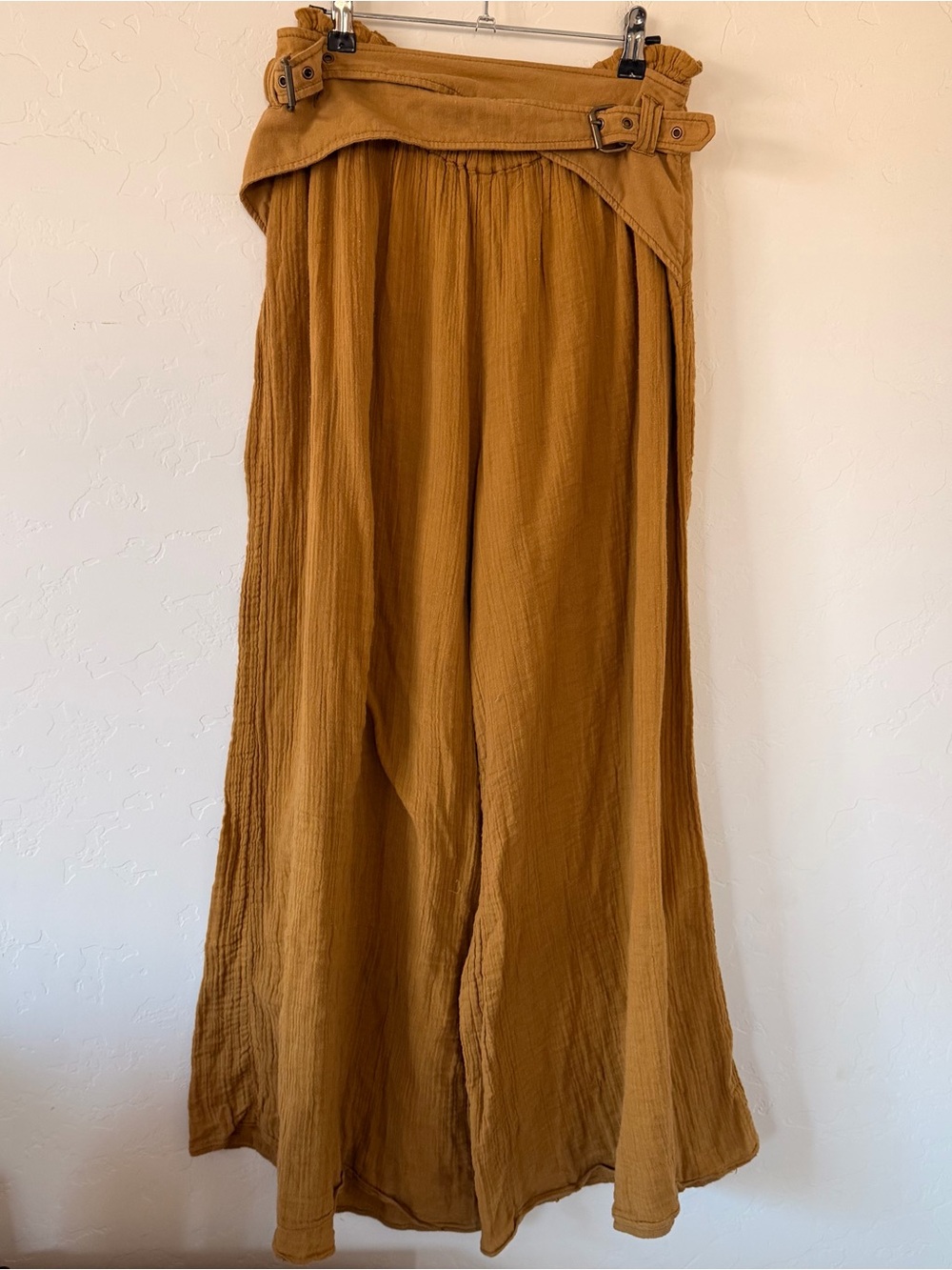 Free People Wide Leg Pants in Mustard Brown